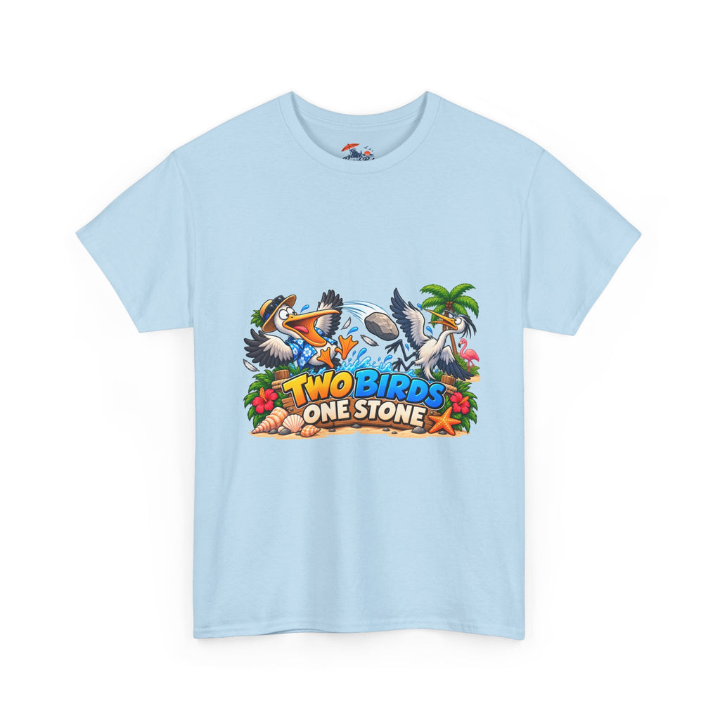 Two Birds One Stone Tropical Beach Graphic Tee