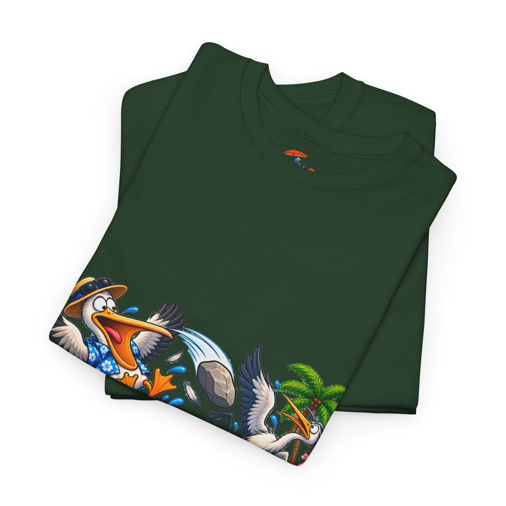 Two Birds One Stone Tropical Beach Graphic Tee
