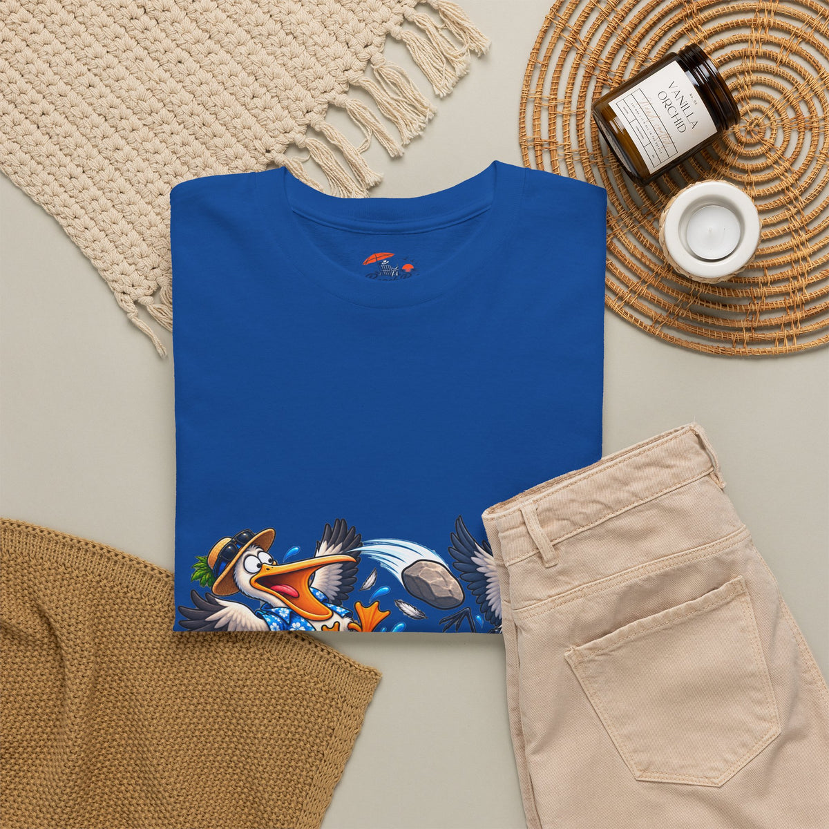 Two Birds One Stone Tropical Beach Graphic Tee
