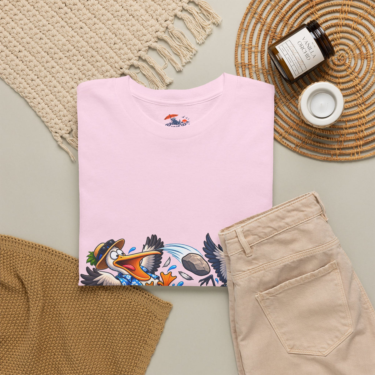 Two Birds One Stone Tropical Beach Graphic Tee