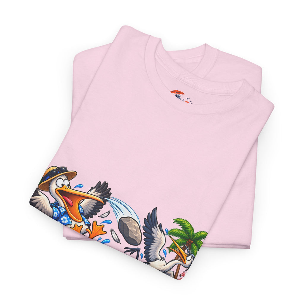 Two Birds One Stone Tropical Beach Graphic Tee
