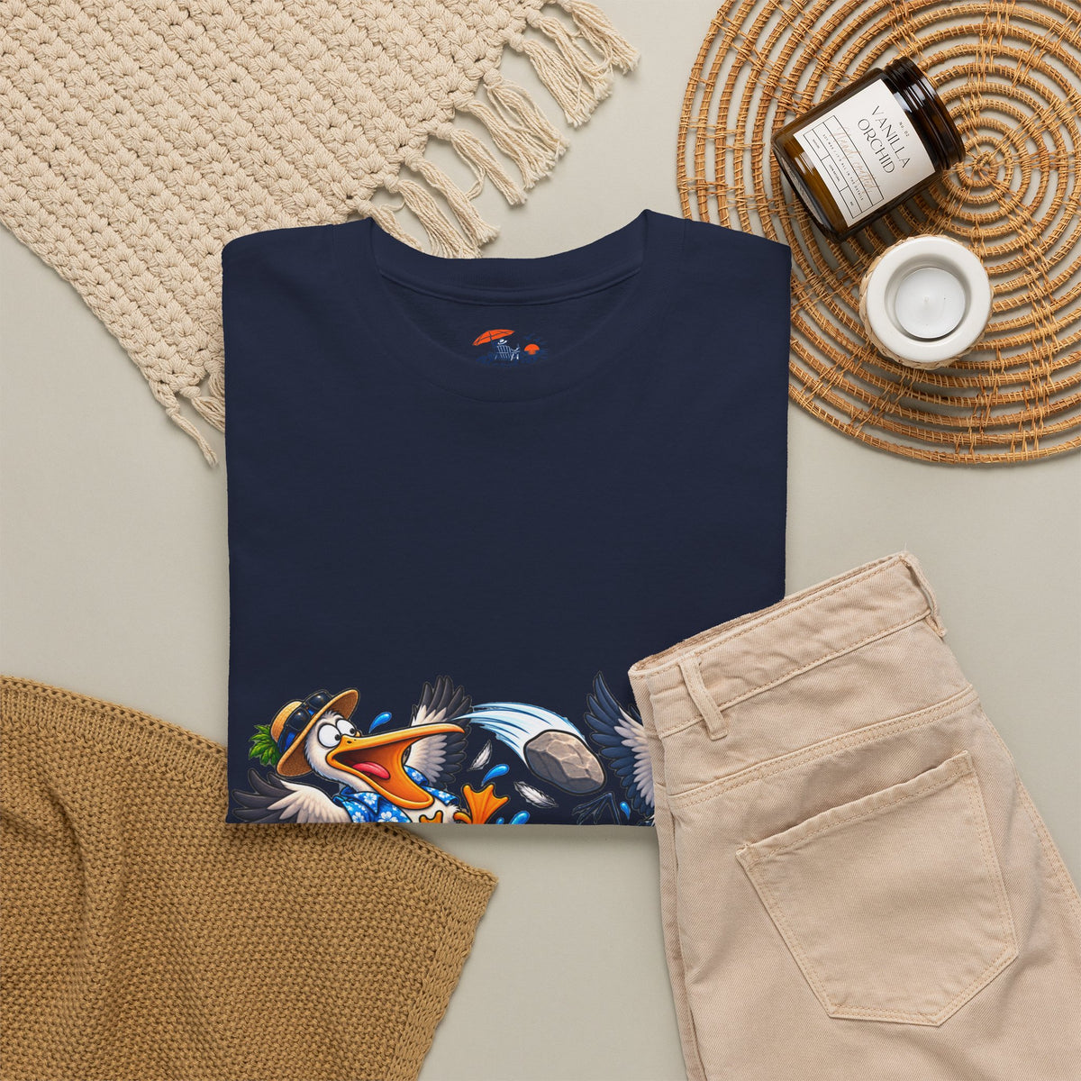 Two Birds One Stone Tropical Beach Graphic Tee