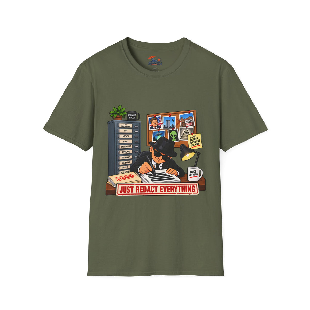 'Just Redact Everything' Conspiracy Theory Graphic T-Shirt