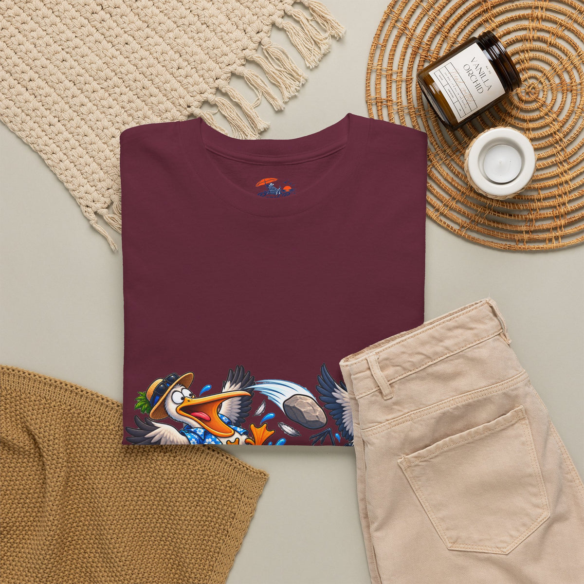 Two Birds One Stone Tropical Beach Graphic Tee