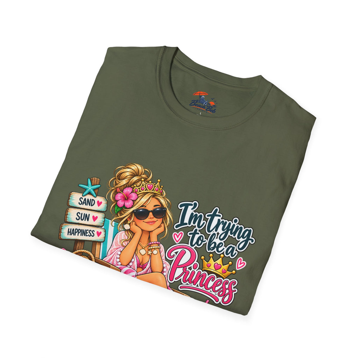 "I'm Trying to Be a Beach Princess" Cute Beach Graphic Tee