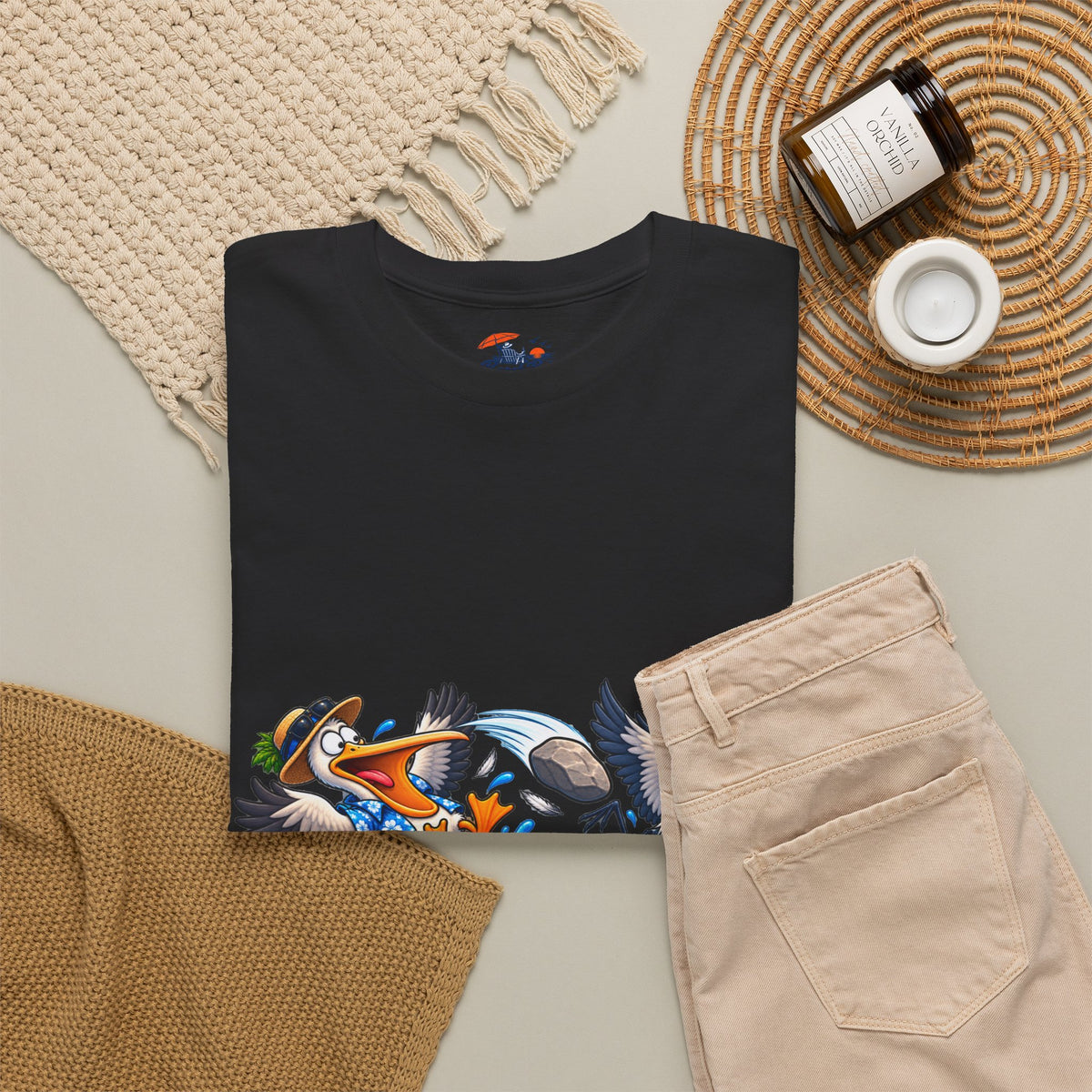 Two Birds One Stone Tropical Beach Graphic Tee