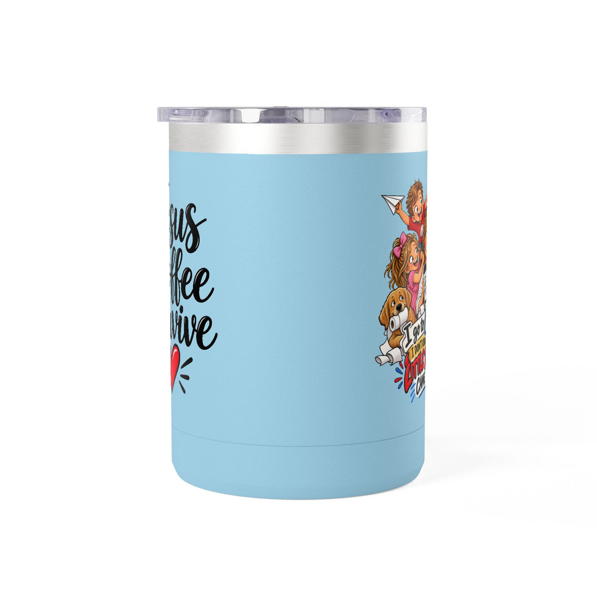 Coffee Tumbler – “I Go to Church… I Don’t Know Where the Little Demons Came From” Funny Mom Travel Mug, 15oz