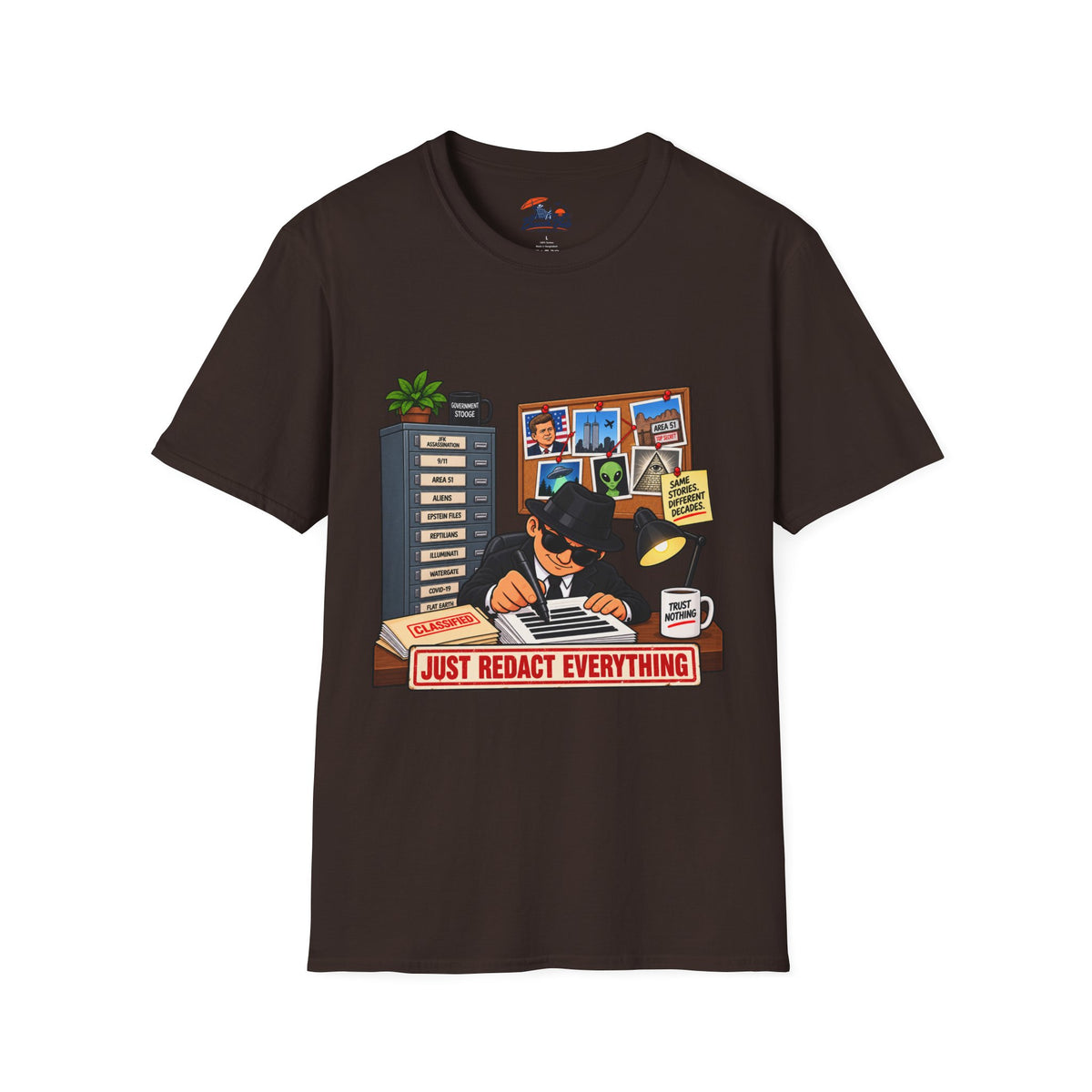 'Just Redact Everything' Conspiracy Theory Graphic T-Shirt