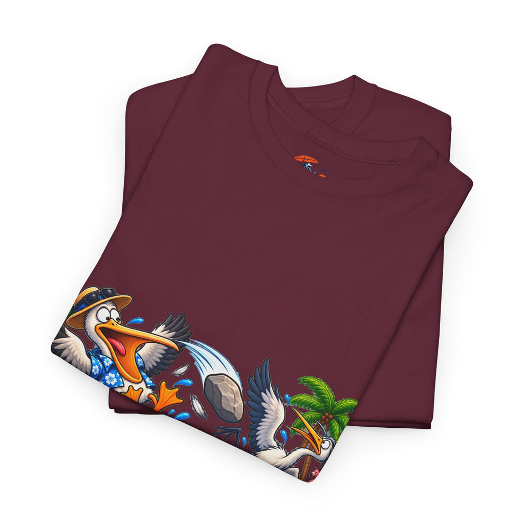 Two Birds One Stone Tropical Beach Graphic Tee