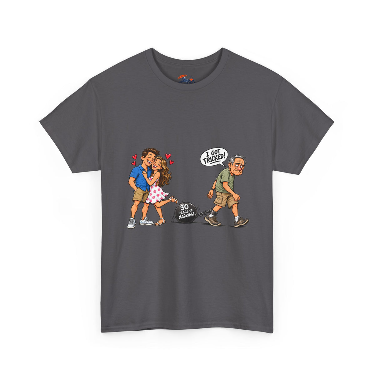 T-Shirt — 'I Got Tricked?' Funny Couple Cartoon Graphic Tee