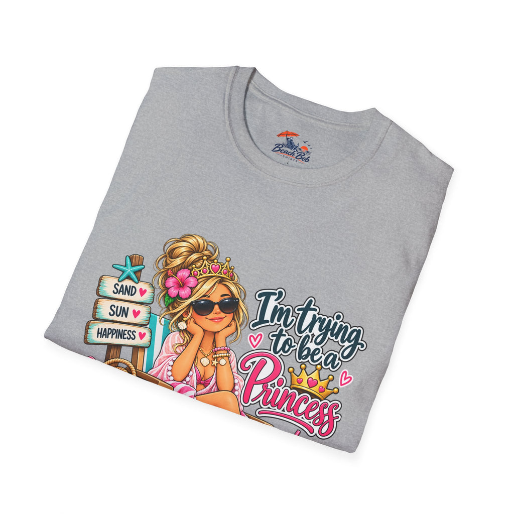 "I'm Trying to Be a Beach Princess" Cute Beach Graphic Tee