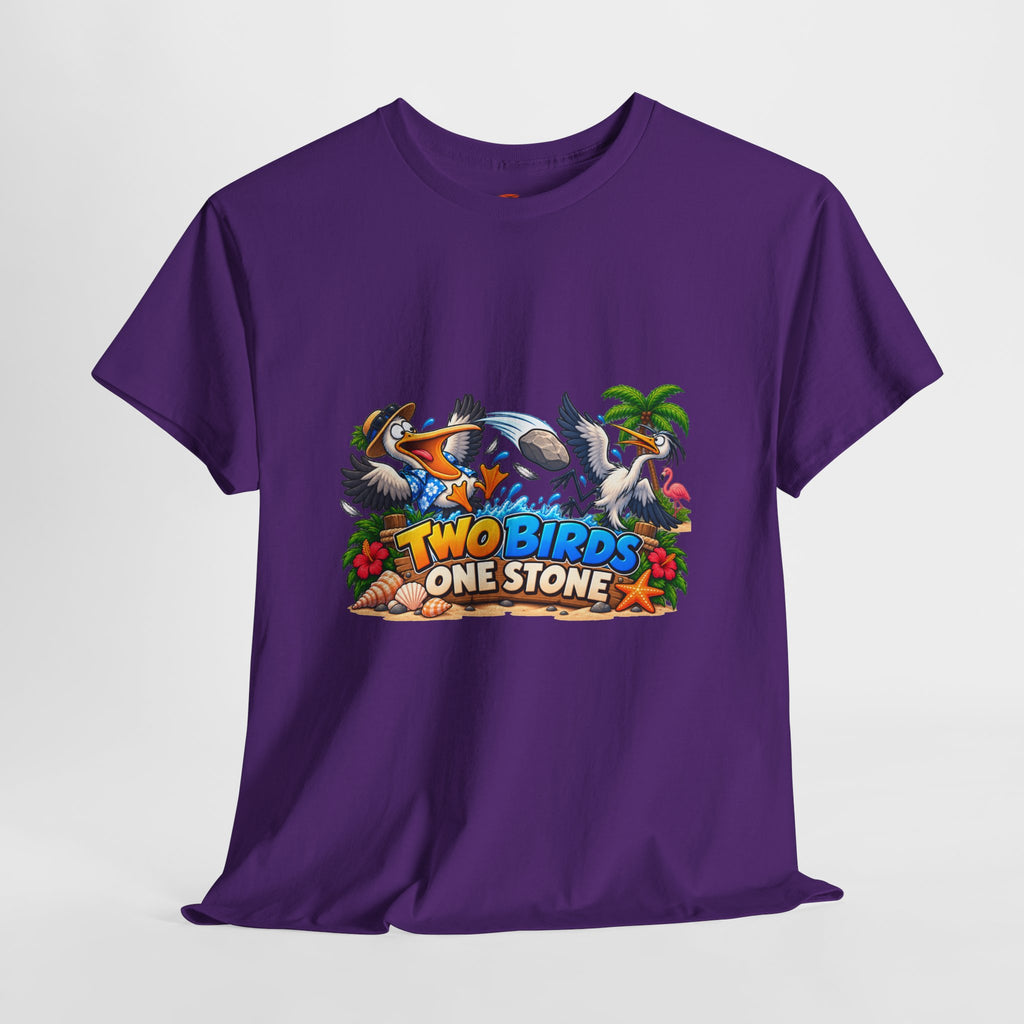 Two Birds One Stone Tropical Beach Graphic Tee