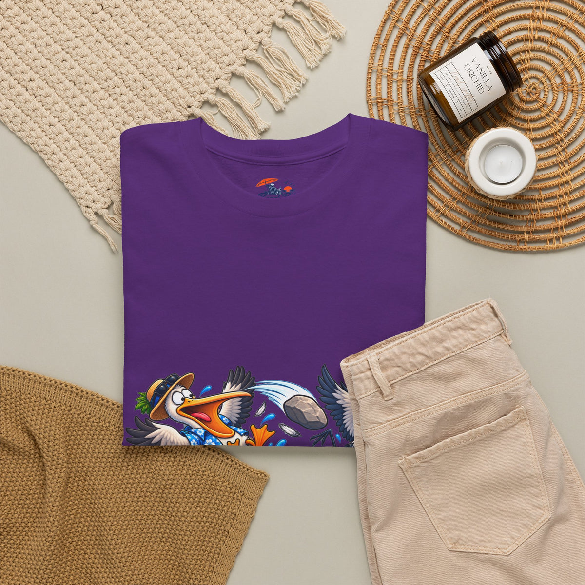 Two Birds One Stone Tropical Beach Graphic Tee