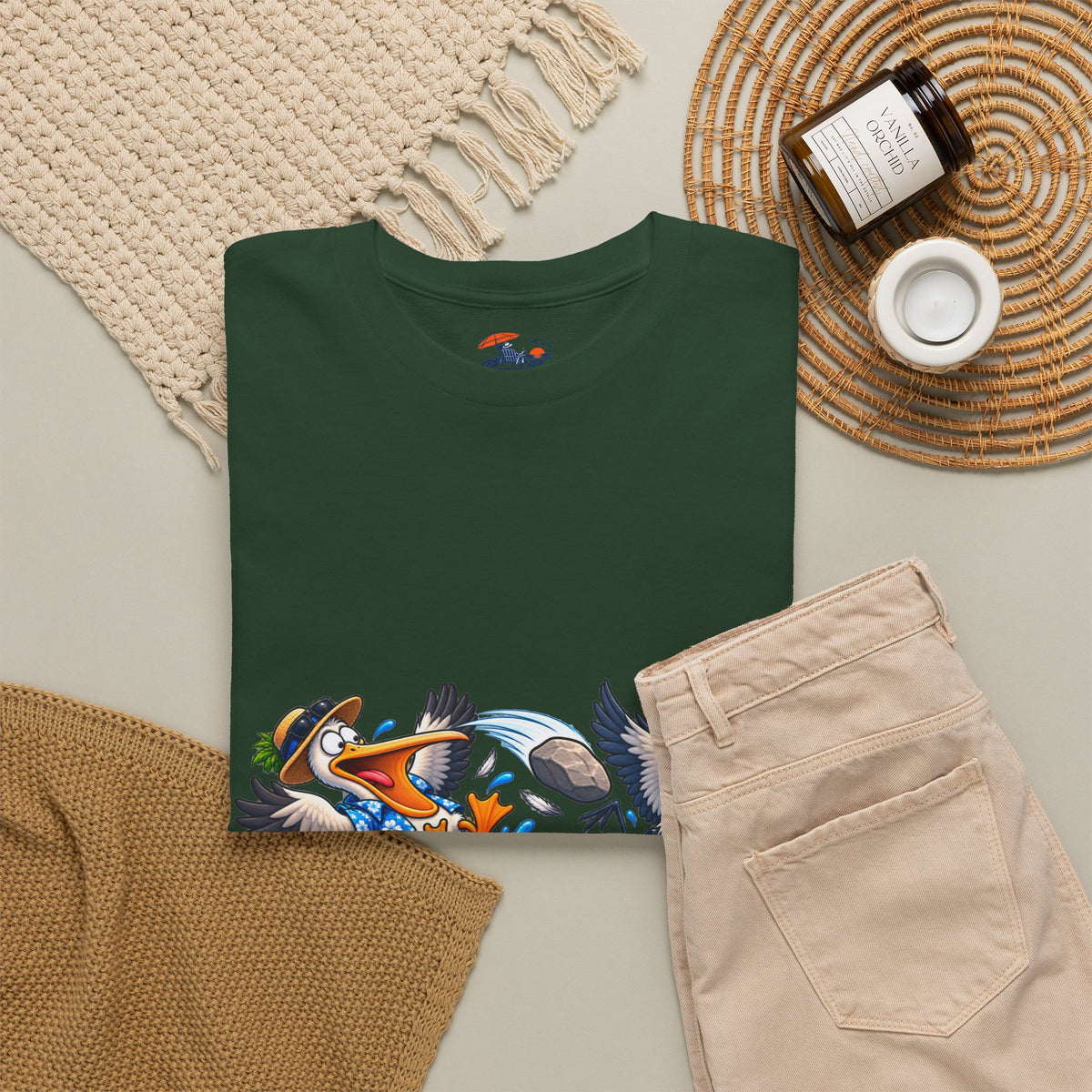 Two Birds One Stone Tropical Beach Graphic Tee