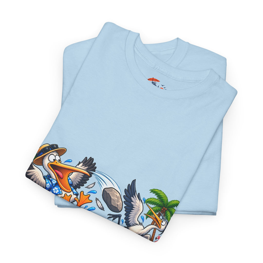 Two Birds One Stone Tropical Beach Graphic Tee