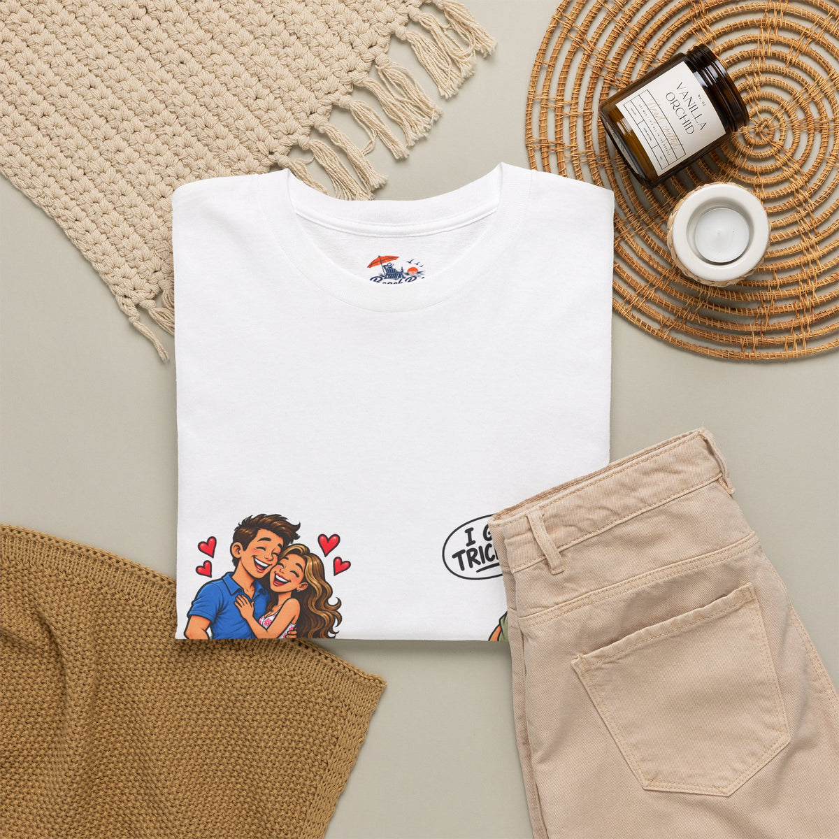 T-Shirt — 'I Got Tricked?' Funny Couple Cartoon Graphic Tee