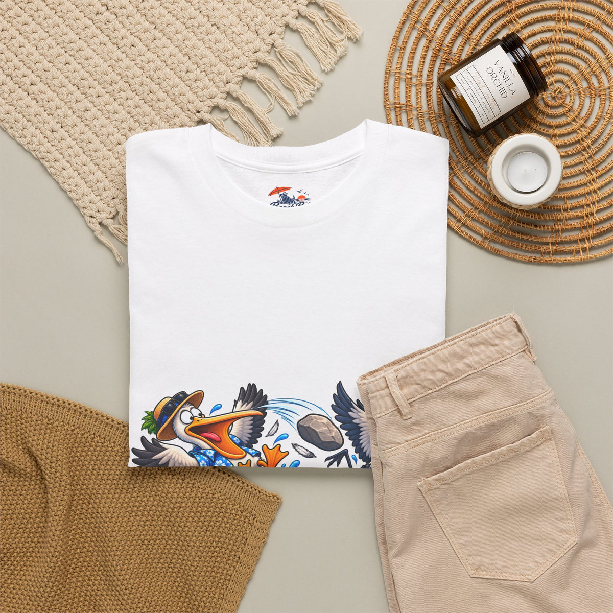 Two Birds One Stone Tropical Beach Graphic Tee