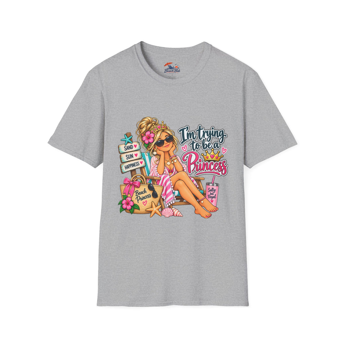 "I'm Trying to Be a Beach Princess" Cute Beach Graphic Tee