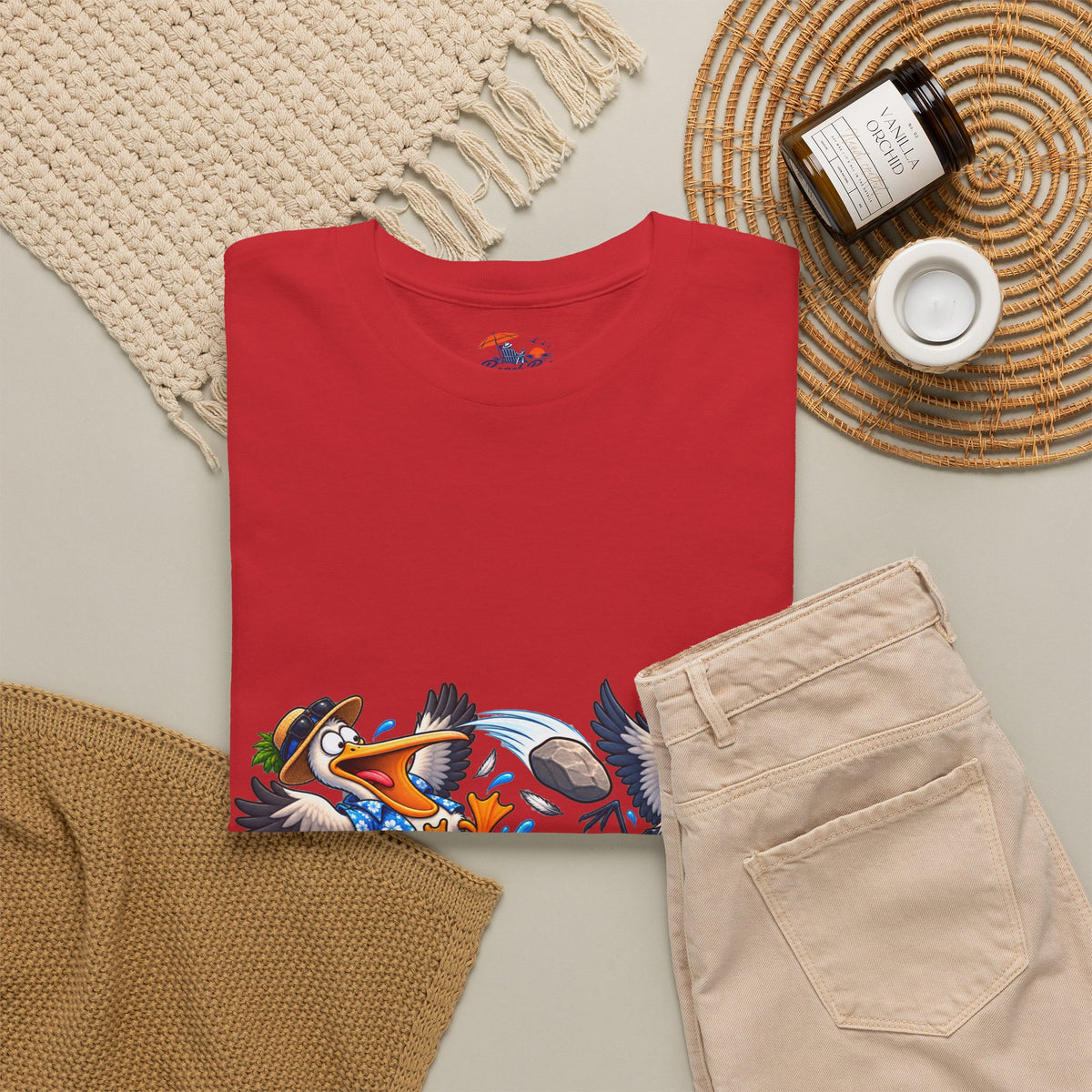 Two Birds One Stone Tropical Beach Graphic Tee