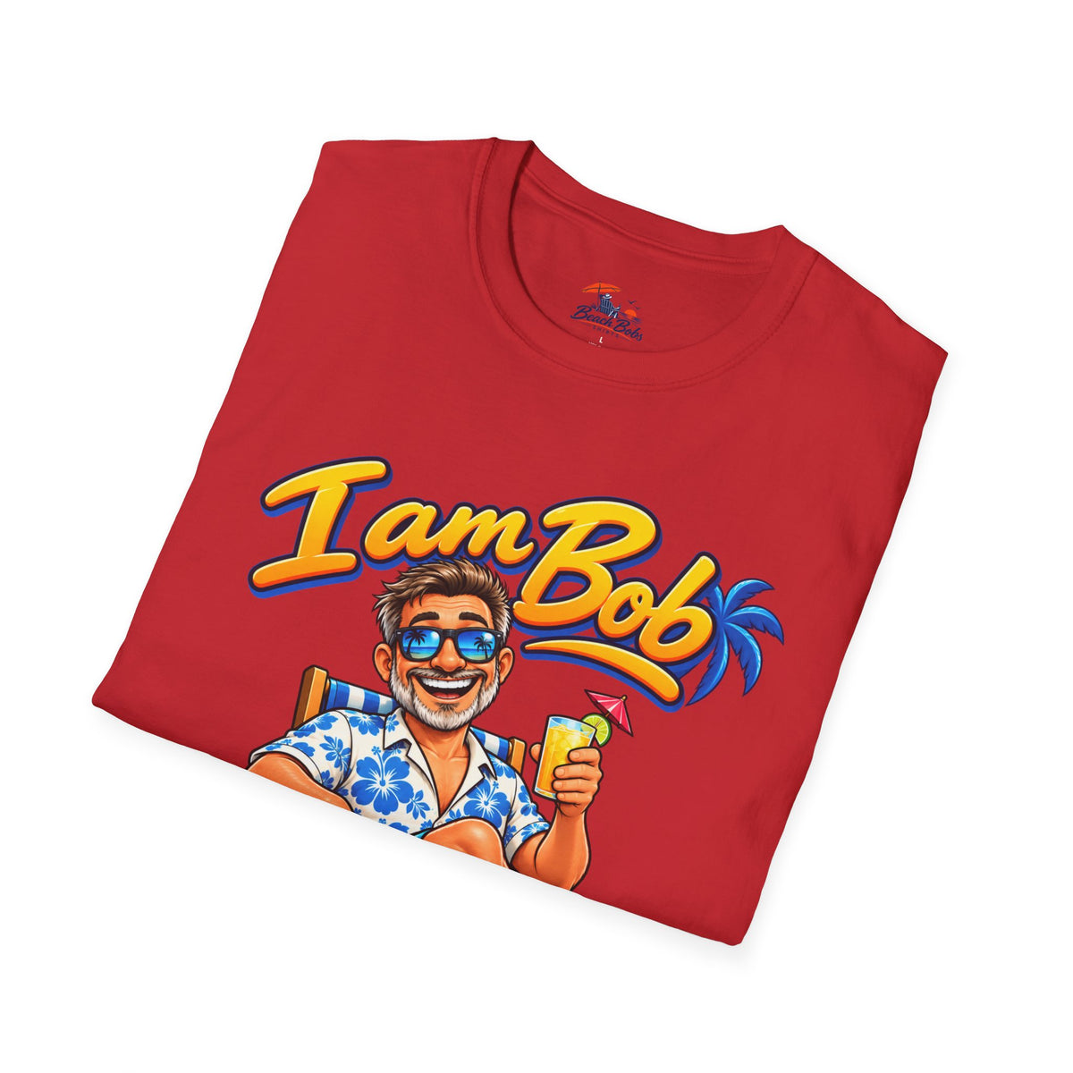 I Am Bob T-Shirt — Retro Tropical Vacation Tee with Beach Chair & Palm Trees