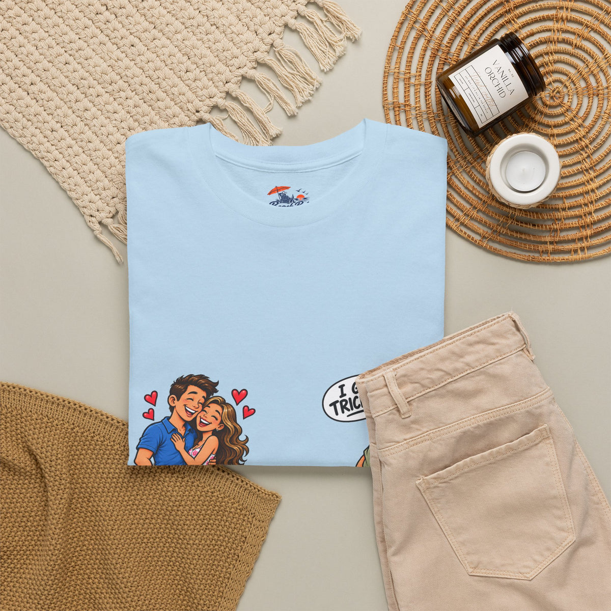 T-Shirt — 'I Got Tricked?' Funny Couple Cartoon Graphic Tee