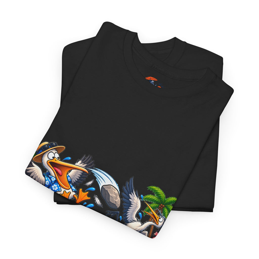 Two Birds One Stone Tropical Beach Graphic Tee