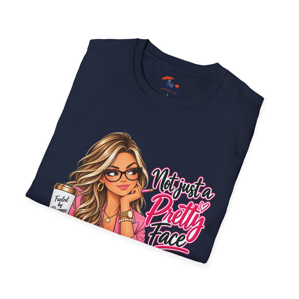 Not Just a Pretty Face T-Shirt — Cute Girly Desk Graphic Tee for Students & Creatives