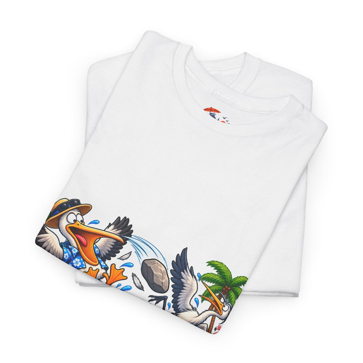 Two Birds One Stone Tropical Beach Graphic Tee