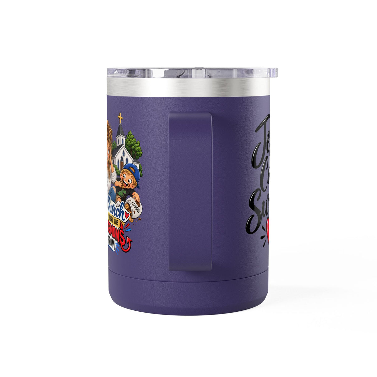 Coffee Tumbler – “I Go to Church… I Don’t Know Where the Little Demons Came From” Funny Mom Travel Mug, 15oz