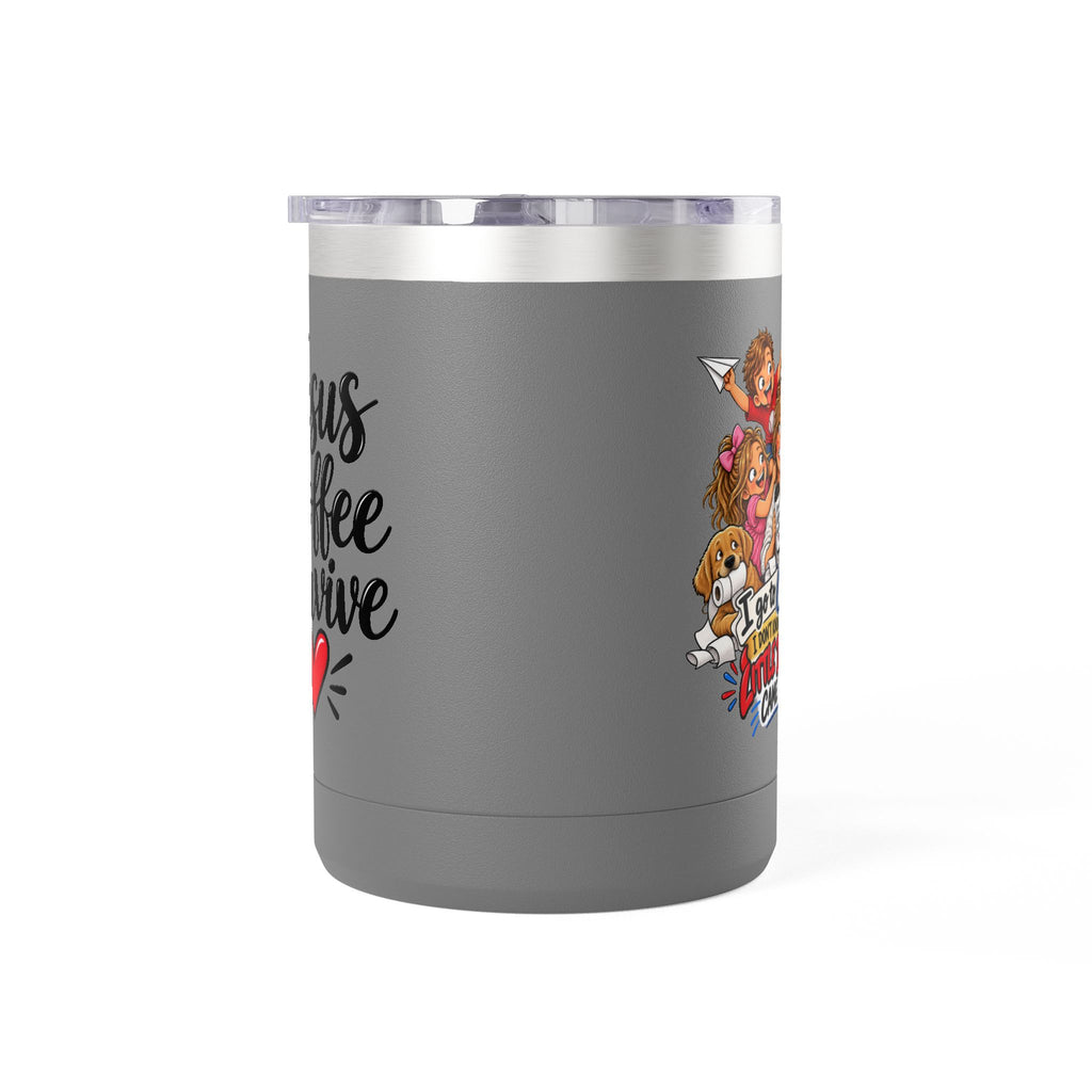 Coffee Tumbler – “I Go to Church… I Don’t Know Where the Little Demons Came From” Funny Mom Travel Mug, 15oz