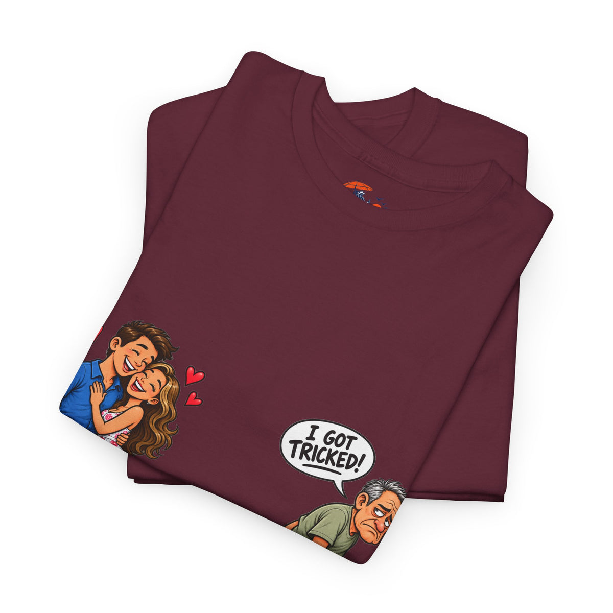 T-Shirt — 'I Got Tricked?' Funny Couple Cartoon Graphic Tee